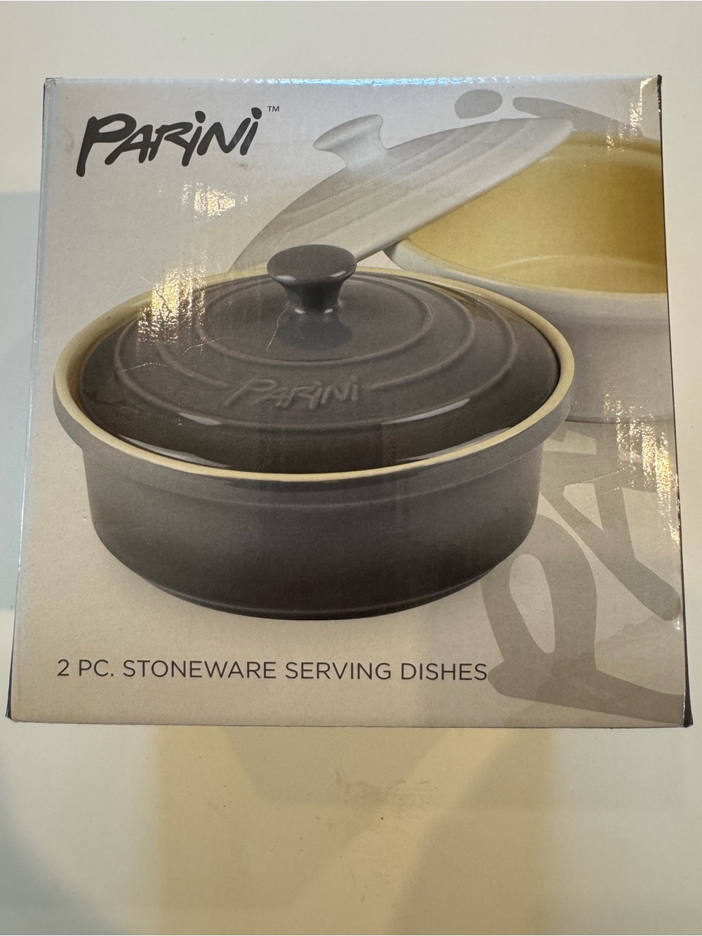 Parini Gray Stoneware Serving Dish with Lid - 2 Pc